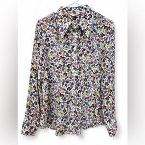 Womens Boden Floral‎ Multicolor Button Down Long Sleeve Blouse Size 8 Versatile